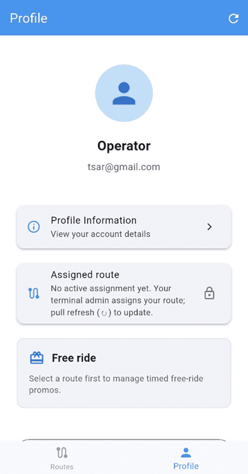 PasaHero Driver Profile screen